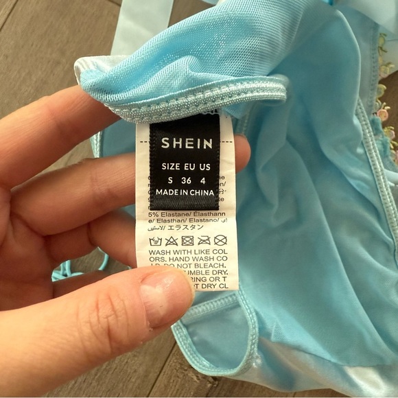 ❄️5 for $20❄️ New SHEIN Cinderella Baby Blue Satin Ribbon Lace Corset Top - Picture 8 of 9